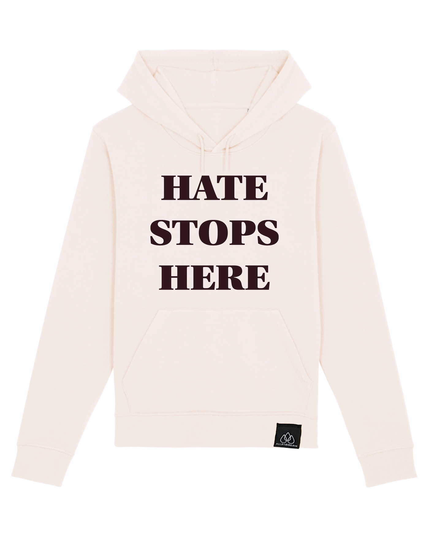 HATE STOPS HERE -  UNISEX HOODIE - RUN AGAINST HATE KOLLEKTION | ALLSTRIDESIN®