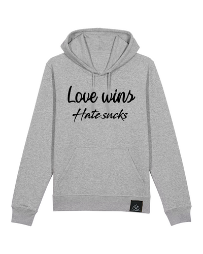 LOVE WINS HATE SUCKS - UNISEX HOODIE - RUN AGAINST HATE KOLLEKTION | ALLSTRIDESIN®